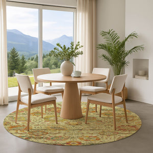 HomeRoots 8' Gold Wheat and Green Oriental Rug - Washable, UV Protected, Stain Resistant for Daily Living 699505