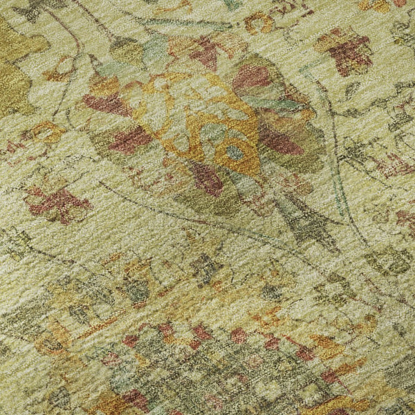 HomeRoots 8' Gold Wheat and Green Oriental Rug - Washable, UV Protected, Stain Resistant for Daily Living 699505