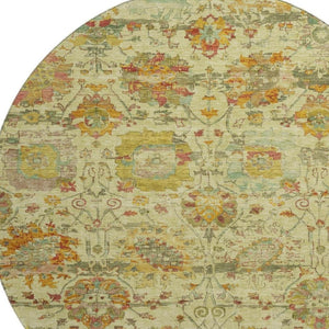 HomeRoots 8' Gold Wheat and Green Oriental Rug - Washable, UV Protected, Stain Resistant for Daily Living 699505