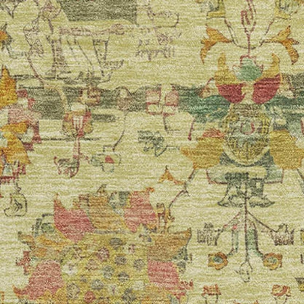 HomeRoots 8' X 10' Gold Wheat & Green Oriental Area Rug - Washable, UV-Protected, Non-Slip, Stain-Resistant Decor 699506