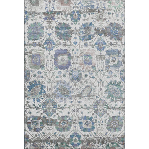 HomeRoots 5' X 8' Washable Ivory Blue & Gray Oriental Area Rug with UV Protection – Durable & Stylish Decor Solution 699510