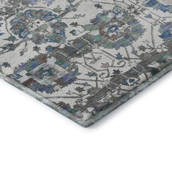 HomeRoots 5' X 8' Washable Ivory Blue & Gray Oriental Area Rug with UV Protection – Durable & Stylish Decor Solution 699510