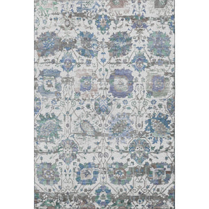 HomeRoots 5' X 8' Washable Ivory Blue & Gray Oriental Area Rug with UV Protection – Durable & Stylish Decor Solution 699510