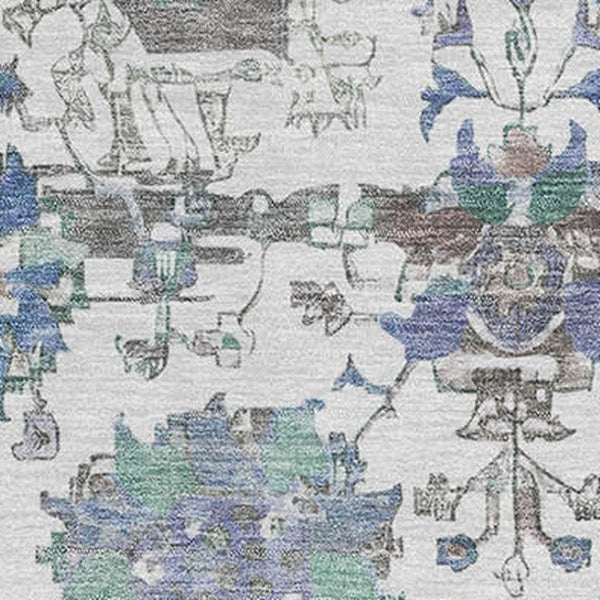HomeRoots 8' X 10' Ivory Blue and Gray Oriental Area Rug - Durable, Stain Resistant, UV Protected for Homes 699512