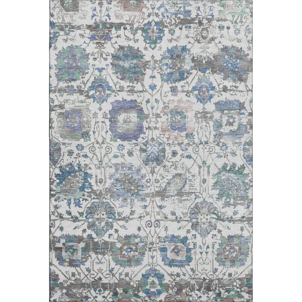 HomeRoots 9' X 12' Ivory Blue and Gray Washable Area Rug – Elegant, Durable, Stain-Resistant with UV Protection 699513