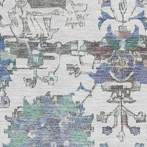 HomeRoots 9' X 12' Ivory Blue and Gray Washable Area Rug – Elegant, Durable, Stain-Resistant with UV Protection 699513