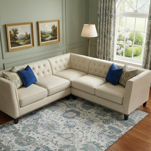 HomeRoots 10' Ivory Blue Gray Oriental Washable Area Rug - Stain Resistant, UV Protected, Durable & Stylish 699514