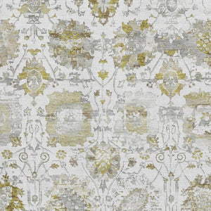 HomeRoots 5' X 8' Linen Gold and Ivory Washable Area Rug with UV Protection, Stain Resistance & Non-Slip Backing 699516