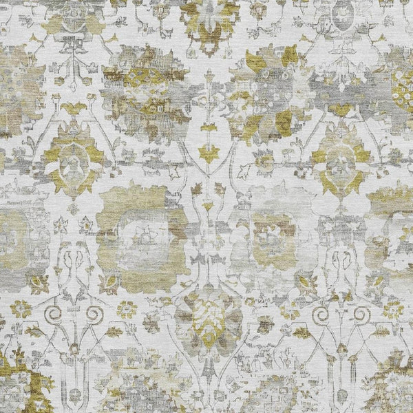 HomeRoots 8' X 10' Elegant Gold & Ivory Oriental Area Rug - Durable, Stain-Resistant, UV Protected, Easy Care! 699518