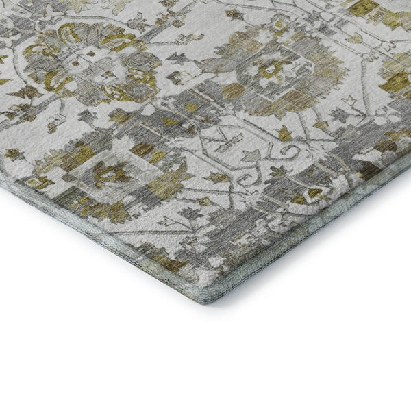 HomeRoots 10' X 14' Linen Gold & Ivory Oriental Area Rug - Stylish, Washable, UV-Protected & Family-Friendly! 699520
