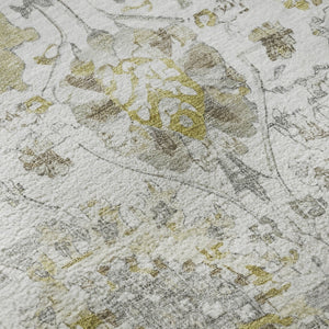 HomeRoots 10' X 14' Linen Gold & Ivory Oriental Area Rug - Stylish, Washable, UV-Protected & Family-Friendly! 699520