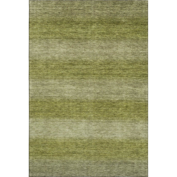 HomeRoots 8' X 10' Artichoke Green Striped Area Rug - Durable, Stain-Resistant, UV Protected for Busy Homes! 699524