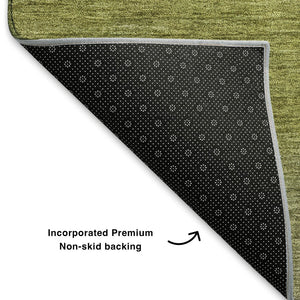 HomeRoots 8' X 10' Artichoke Green Striped Area Rug - Durable, Stain-Resistant, UV Protected for Busy Homes! 699524