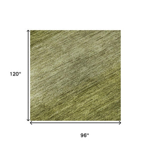 HomeRoots 8' X 10' Artichoke Green Striped Area Rug - Durable, Stain-Resistant, UV Protected for Busy Homes! 699524