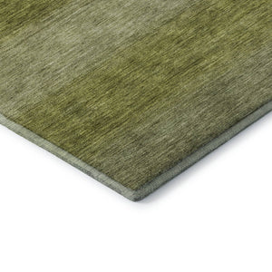 HomeRoots 9' Artichoke Green and Fern Striped Washable Area Rug with UV Protection for Easy Care & Style 699525