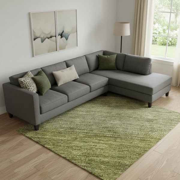 HomeRoots 10' Artichoke Green & Fern Striped Washable Area Rug - UV Protected, Durable, Ideal for Busy Homes! 699526