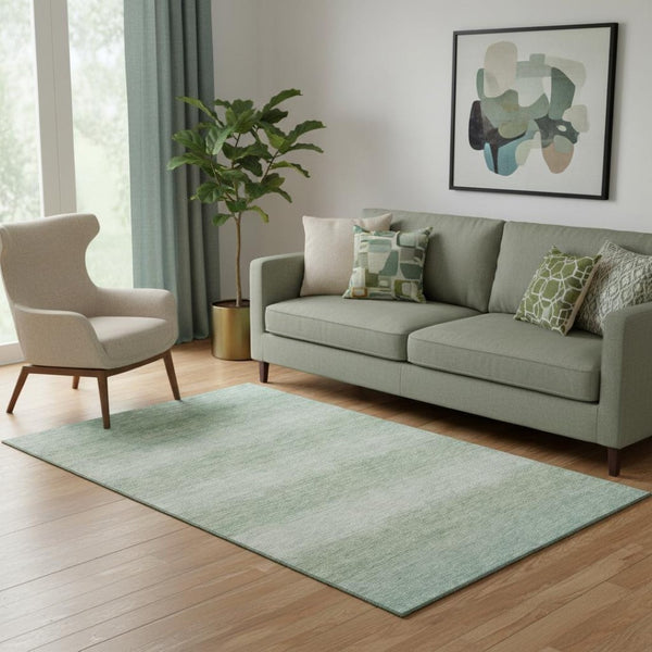 HomeRoots 5' X 8' Washable Aqua and Beige Striped Area Rug with UV Protection, Stain Resistance, Durable Design 699528