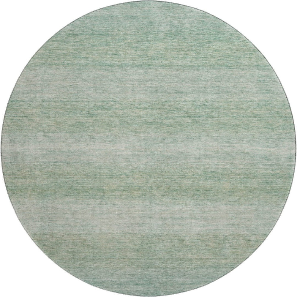 HomeRoots 8' Aqua and Beige Striped Washable Round Rug - UV Protected, Stain Resistant & Family Friendly Design 699529