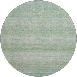 HomeRoots 8' Aqua and Beige Striped Washable Round Rug - UV Protected, Stain Resistant & Family Friendly Design 699529