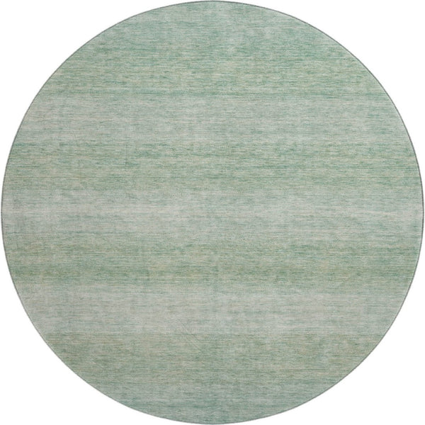 HomeRoots 8' Aqua and Beige Striped Washable Round Rug - UV Protected, Stain Resistant & Family Friendly Design 699529