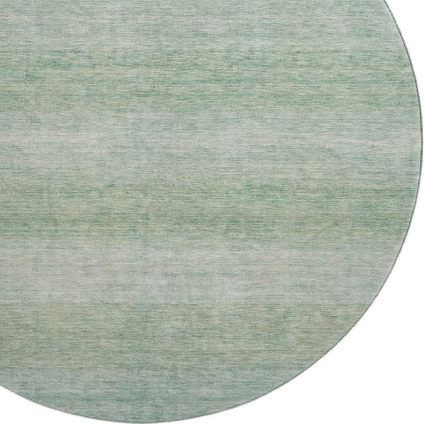 HomeRoots 8' Aqua and Beige Striped Washable Round Rug - UV Protected, Stain Resistant & Family Friendly Design 699529