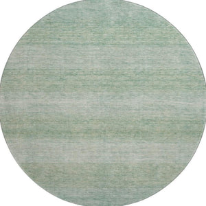 HomeRoots 8' Aqua and Beige Striped Washable Round Rug - UV Protected, Stain Resistant & Family Friendly Design 699529