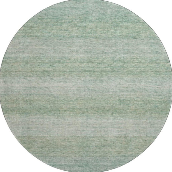 HomeRoots 8' Aqua and Beige Striped Washable Round Rug - UV Protected, Stain Resistant & Family Friendly Design 699529