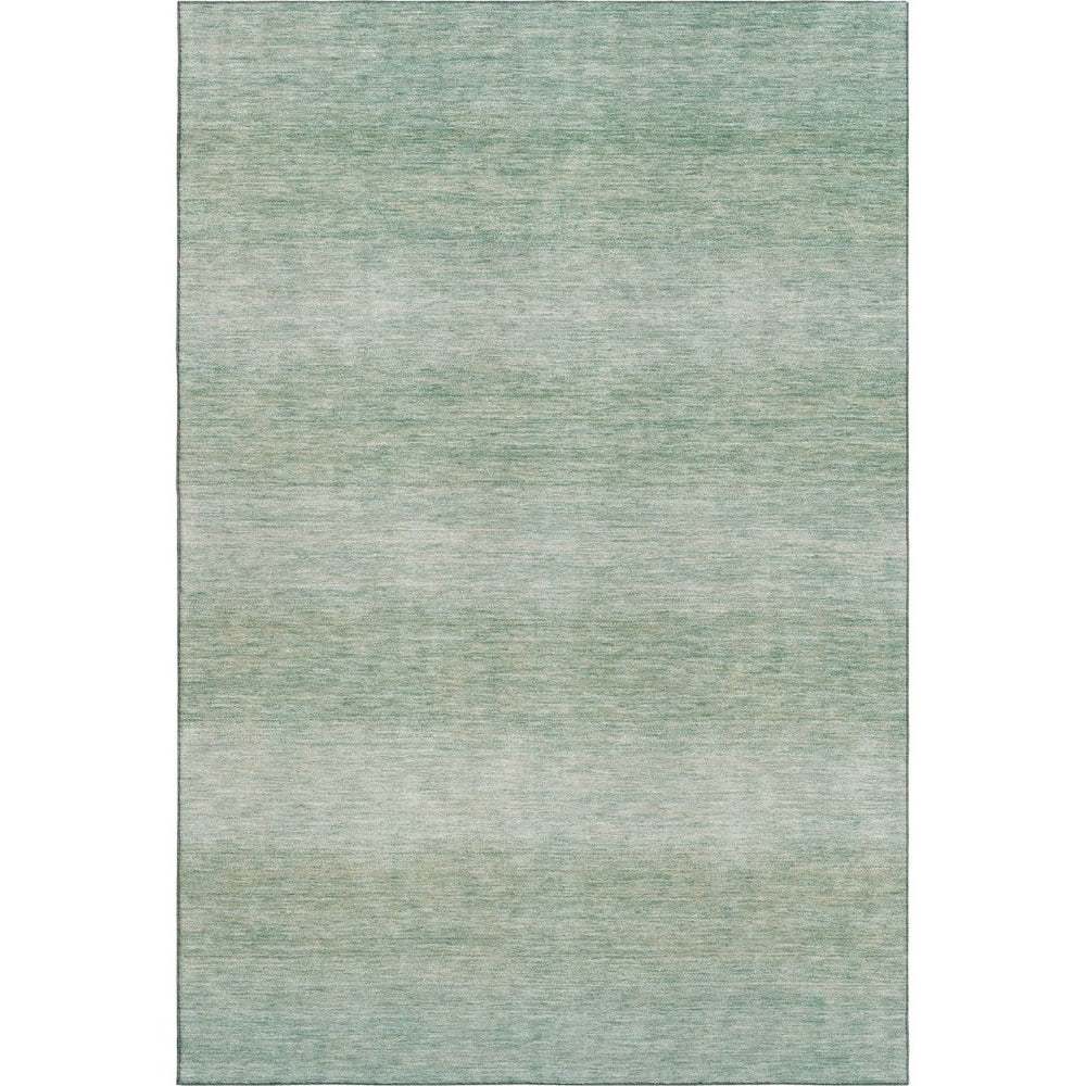 HomeRoots 9' X 12' Striped Aqua and Beige Washable Area Rug with UV Protection & Non-Slip Backing for Durability 699531