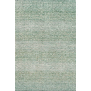 HomeRoots 9' X 12' Striped Aqua and Beige Washable Area Rug with UV Protection & Non-Slip Backing for Durability 699531