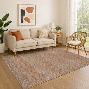 HomeRoots 5' X 8' Beige and Brown Striped Area Rug – Washable, UV Protected, Durable for Homes & Patios 699534