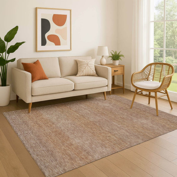 HomeRoots 5' X 8' Beige and Brown Striped Area Rug – Washable, UV Protected, Durable for Homes & Patios 699534