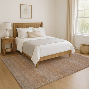HomeRoots 5' X 8' Beige and Brown Striped Area Rug – Washable, UV Protected, Durable for Homes & Patios 699534