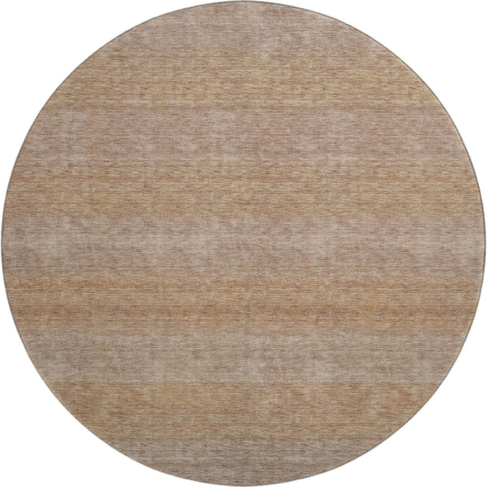 HomeRoots 8' Beige and Brown Striped Round Rug – Washable, Stain-Resistant, UV-Protected for Stylish Spaces! 699535