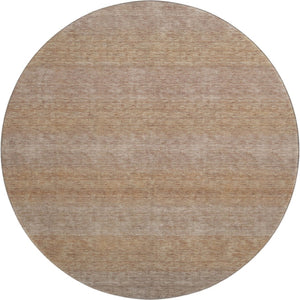 HomeRoots 8' Beige and Brown Striped Round Rug – Washable, Stain-Resistant, UV-Protected for Stylish Spaces! 699535