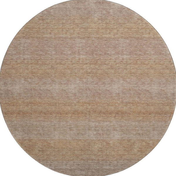 HomeRoots 8' Beige and Brown Striped Round Rug – Washable, Stain-Resistant, UV-Protected for Stylish Spaces! 699535