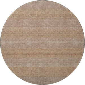 HomeRoots 8' Beige and Brown Striped Round Rug – Washable, Stain-Resistant, UV-Protected for Stylish Spaces! 699535
