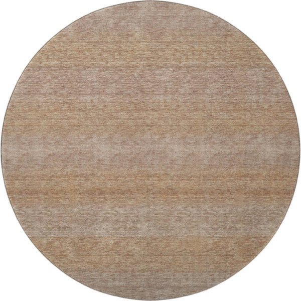 HomeRoots 8' Beige and Brown Striped Round Rug – Washable, Stain-Resistant, UV-Protected for Stylish Spaces! 699535