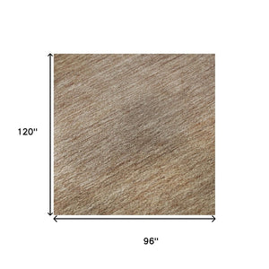 HomeRoots 8' X 10' Beige and Brown Striped Area Rug – Washable, UV Protected, Durable & Pet-Friendly Design 699536