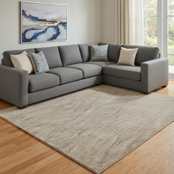 HomeRoots 8' X 10' Beige and Brown Striped Area Rug – Washable, UV Protected, Durable & Pet-Friendly Design 699536