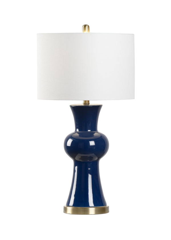 Chelsea House Rockport Cobalt Beach Lamp — 29" Hand-Glazed Ceramic Table Lamp With Antique Brass Accents, Slim Footprint 69954