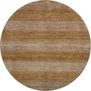 HomeRoots 8' Brown and Khaki Striped Washable Round Rug - UV Protected, Durable, Non-Slip, Easy Care Design 699541