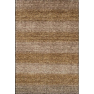 HomeRoots 9' X 12' Washable Brown & Khaki Striped Area Rug with UV Protection - Durable, Stylish, Non-Slip Design 699543