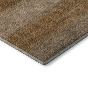 HomeRoots 9' X 12' Washable Brown & Khaki Striped Area Rug with UV Protection - Durable, Stylish, Non-Slip Design 699543