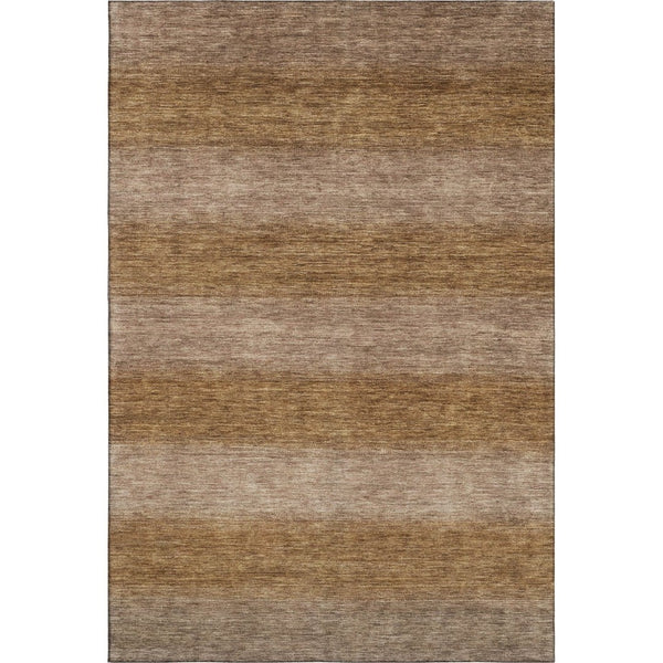 HomeRoots 10' X 14' Washable Brown & Khaki Striped Area Rug with UV Protection for Stylish Living Spaces 699544
