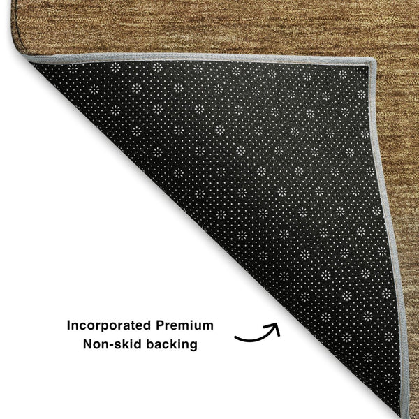 HomeRoots 10' X 14' Washable Brown & Khaki Striped Area Rug with UV Protection for Stylish Living Spaces 699544
