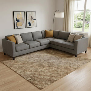 HomeRoots 10' X 14' Washable Brown & Khaki Striped Area Rug with UV Protection for Stylish Living Spaces 699544