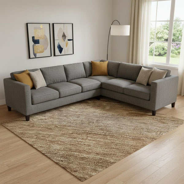 HomeRoots 10' X 14' Washable Brown & Khaki Striped Area Rug with UV Protection for Stylish Living Spaces 699544