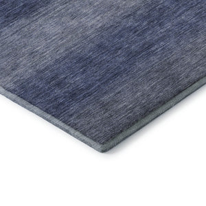 HomeRoots 8' Blue And Sky Blue Striped Round Washable Rug with UV Protection, Stain Resistance & Non-Slip Backing 699547