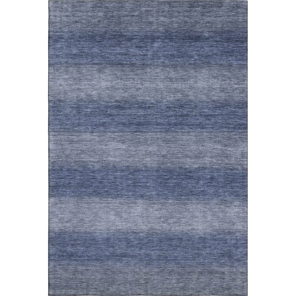 HomeRoots 8' X 10' Blue Striped Area Rug - Washable, UV Protected, Stain Resistant for Coastal Homes & Pets 699548