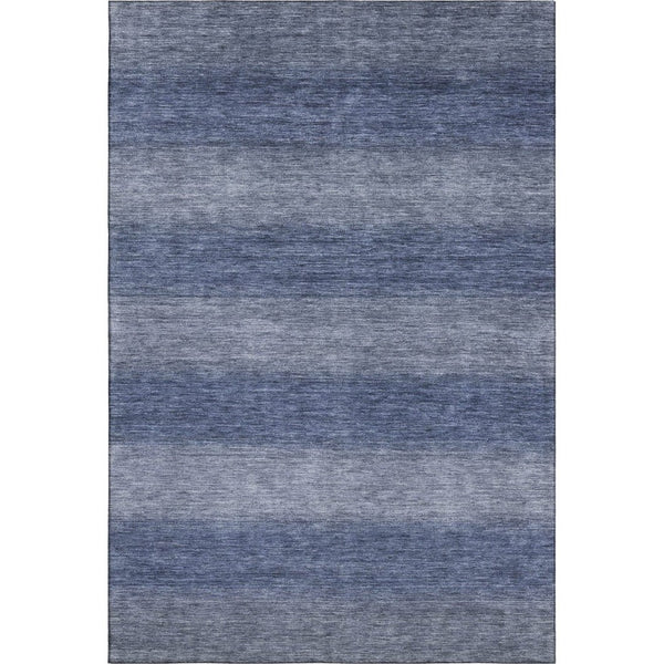 HomeRoots 8' X 10' Blue Striped Area Rug - Washable, UV Protected, Stain Resistant for Coastal Homes & Pets 699548